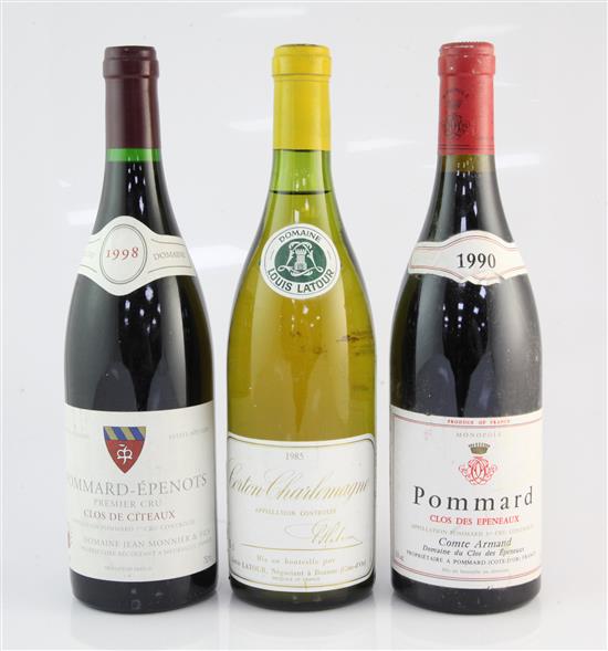 A three bottle burgundy assortment